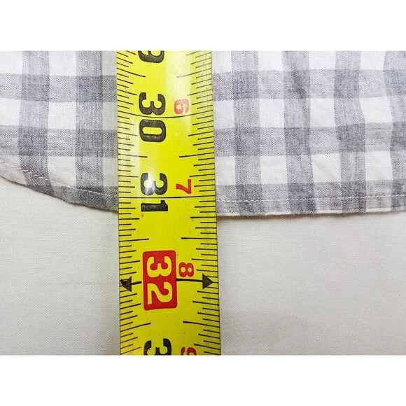 J. Crew Classic Secret Wash Size Large Mens Gray White Check Button Down Shirt - Picture 7 of 9